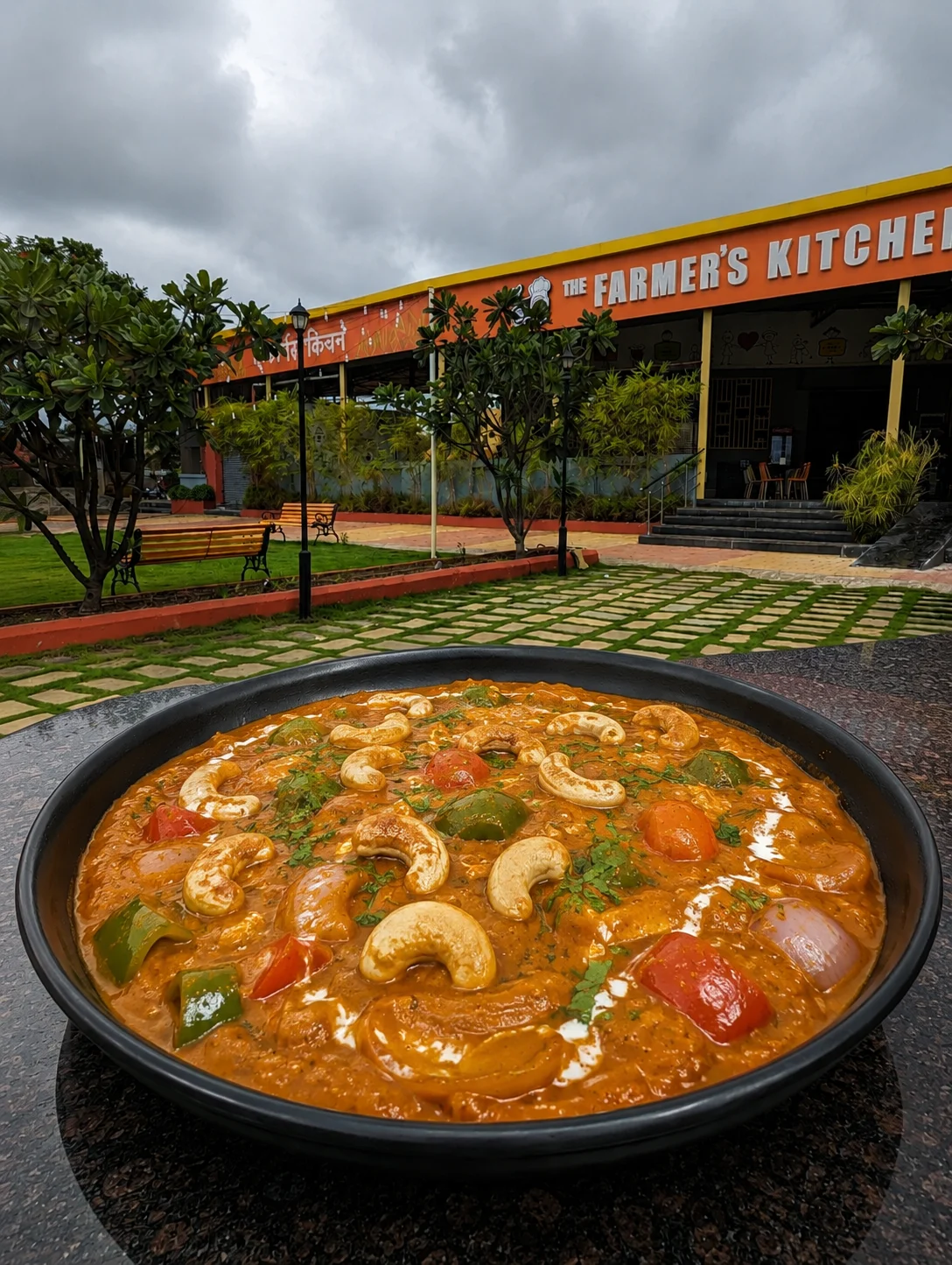 Kaju Masala - Veg dish at The Farmer's Kitchen Shirwal